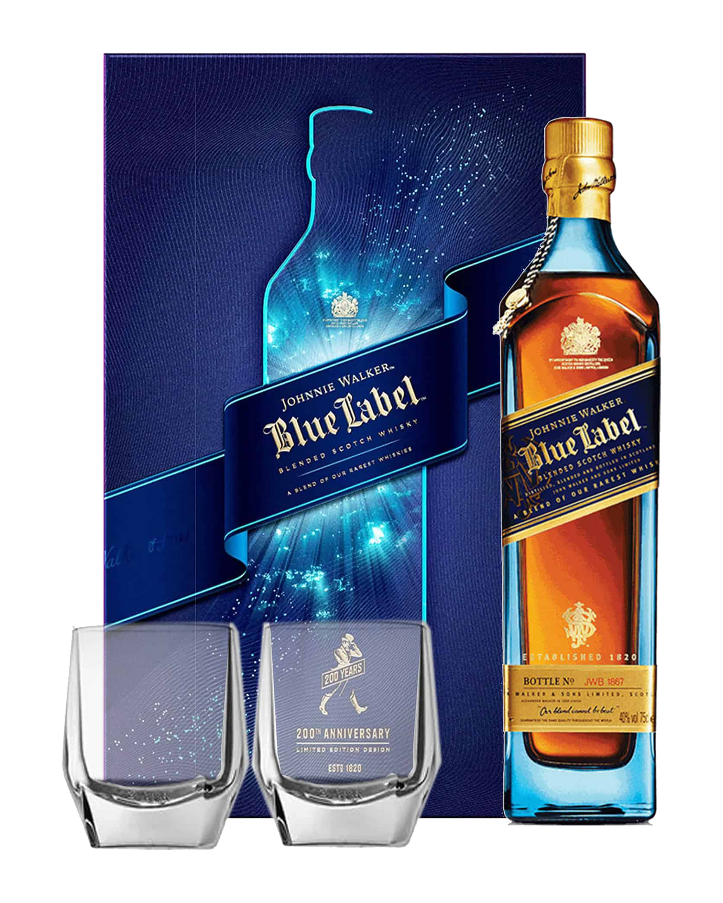JW Blue with Crystal Glass 750mL
