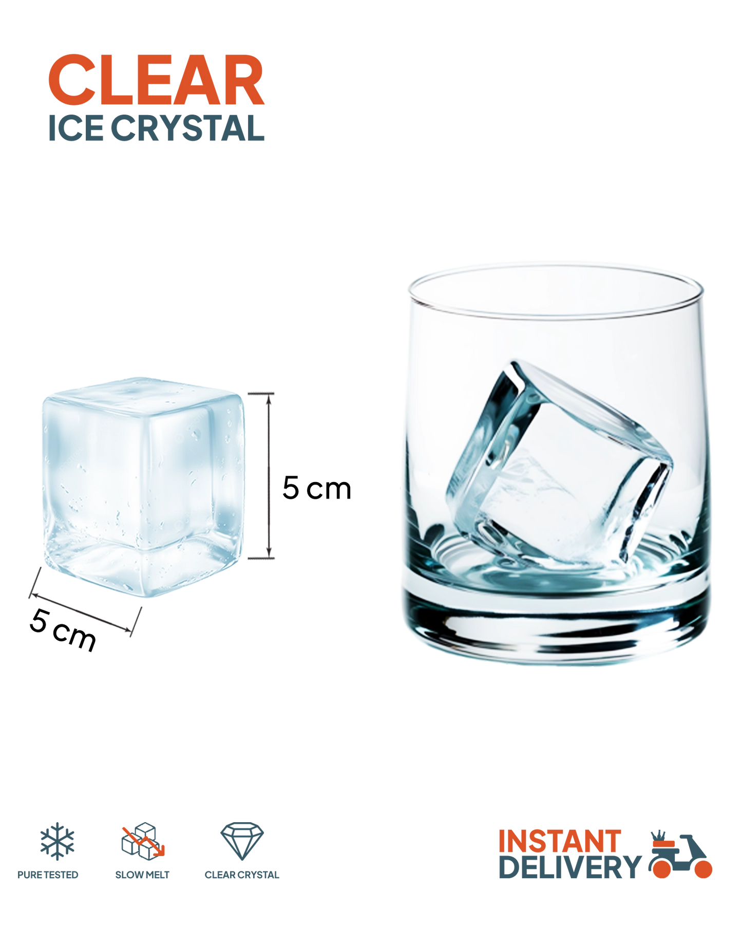Clear Ice Cube 5x5x5