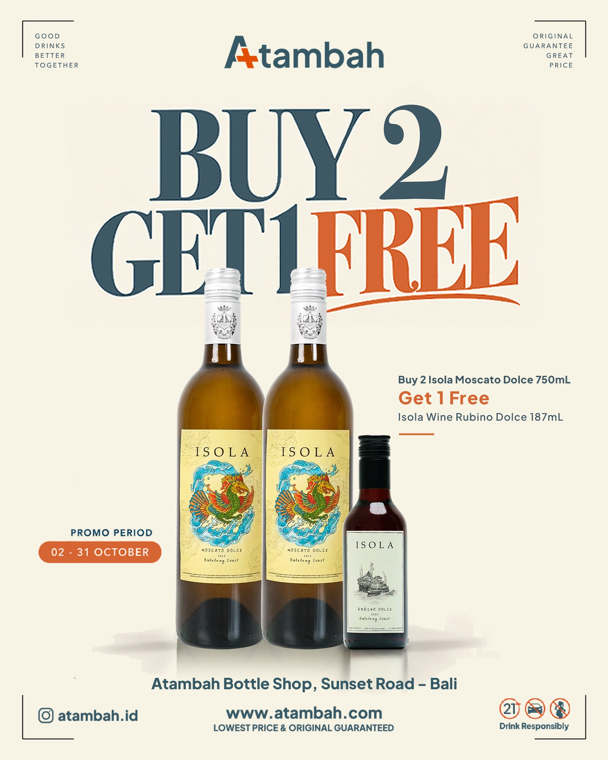 [PROMO] Buy 2 Isola Moscato Dolce 750mL Get 1 Isola Rubino Dolce 187mL