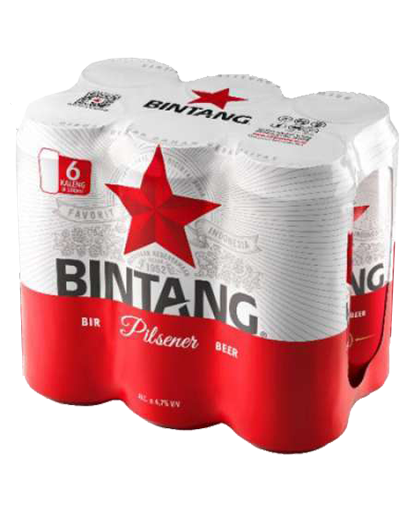 Bintang Beer Can 490mL Cluster Pack of 6